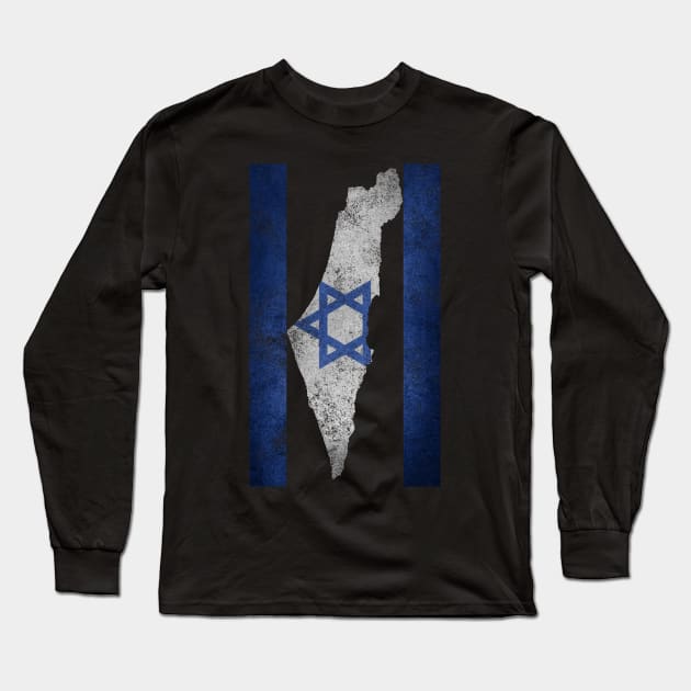 Israel Map Shirt Travel Jews Proud Jewish Gifts Israeli Flag Long Sleeve T-Shirt by Smoothbeats